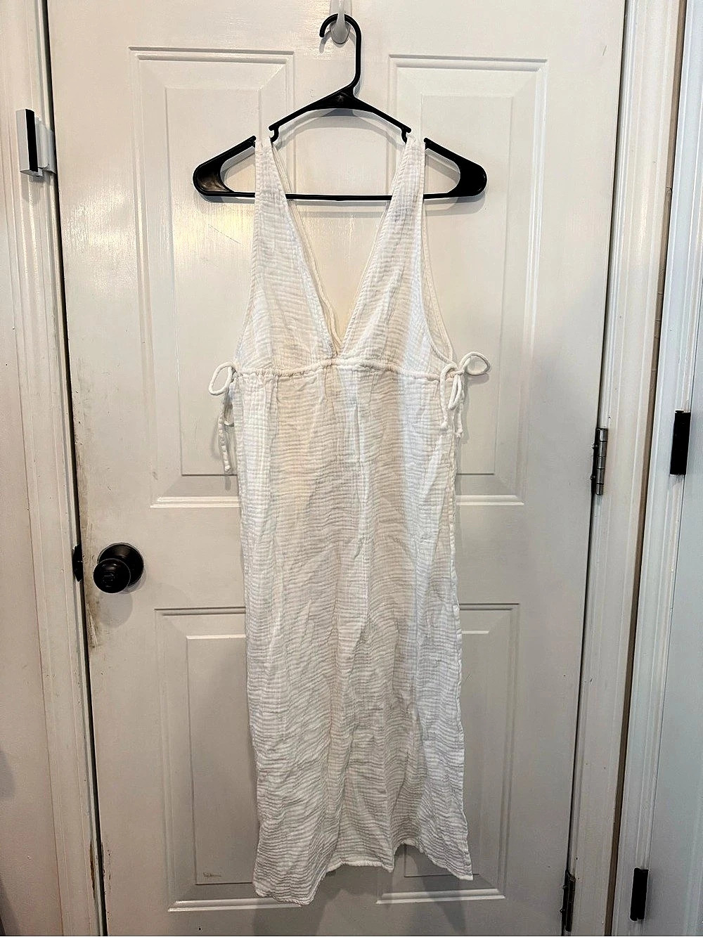 Shade & Shore White Cotton Gauze V-Neck Swim Cover-Up Dress (Size S)